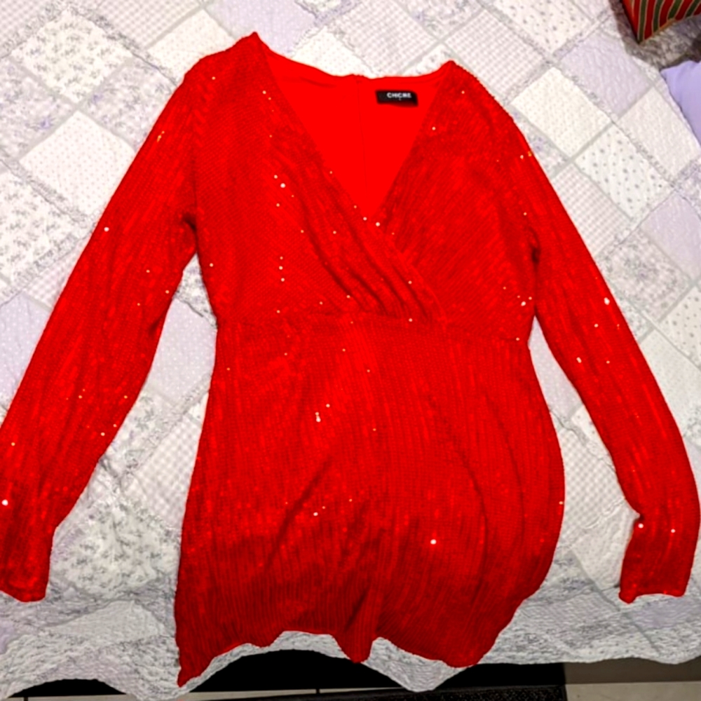 Sequin red dress NWOT CHICME Brand
